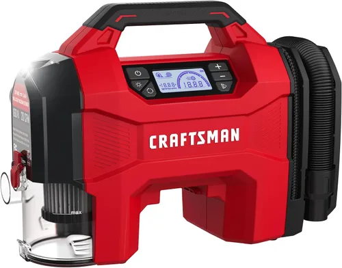 CRAFTSMAN Inflador de neumáticos 3 en 1, compresor de aire portátil de 160 PSI/aspiradora de automóvil/soplador de polvo, 20 V inalámbrico y 12 V de