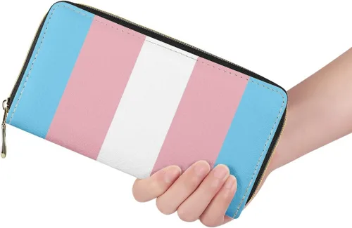 Miniatura 2 de Cartera larga para mujer, monedero con cremallera, cartera de cuero, Bandera del orgullo transgénero, Gótico