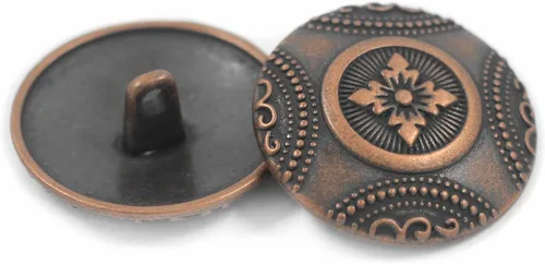 Miniatura 4 de Bezelry 12 botones de vástago de metal con patrón de roseta. 0.906 in (7/8 pulgadas) (cobre antiguo)