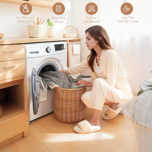 Miniatura 5 de Manta térmica eléctrica tipo throw tamaño 50"x60" - Tela de franela y sherpa de doble cara, 6 ajustes de calor y 3 horas de apagado automático