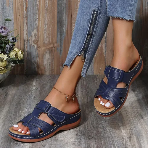 Miniatura 106 de Ladmiple Sandalias ortopédicas florales de moda 2023 con soporte de arco, zapatillas romanas casuales con puntera abierta