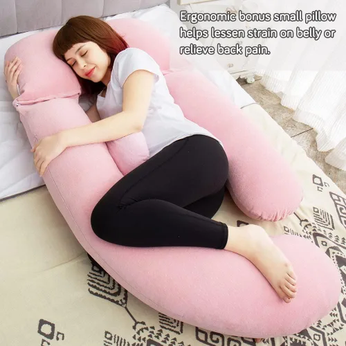 Miniatura 3 de Almohada de cuerpo completo de 60 pulgadas, almohada de lactancia, maternidad y embarazo, almohadas extragrandes en forma de U con lado desmontable