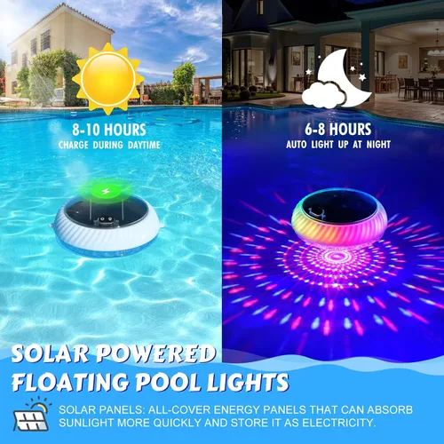 Miniatura 3 de Goallim Luces Solares Flotantes para Piscina, 7.6 Pulgadas RGB Superior e Inferior que Cambian de Color, Luces Solares para Piscina que Flotan