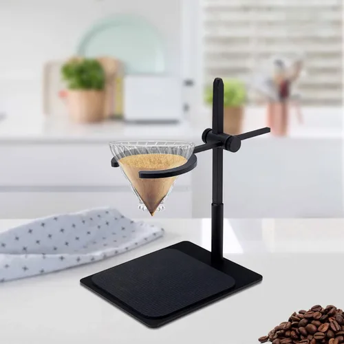 Miniatura 2 de Estación de café para verter sobre el soporte, soporte ajustable de aluminio negro para conocedores del café, amantes del café para la mejor