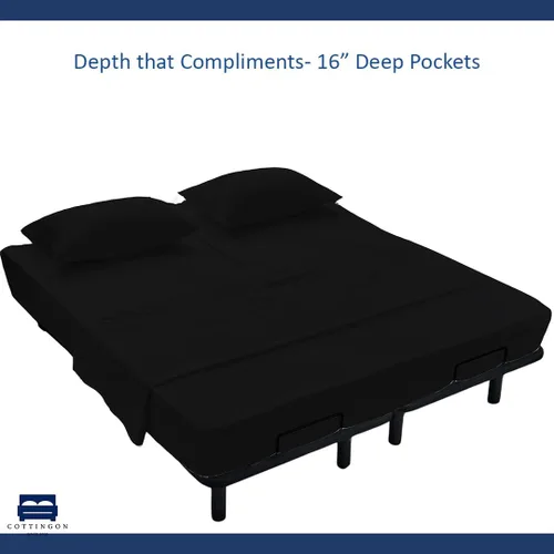 Miniatura 5 de Juego de 4 sábanas de cama King con cabeza flexible de Cottingon, sábans superiores divididas de 34 pulgadas para camas ajustables Sleep Number