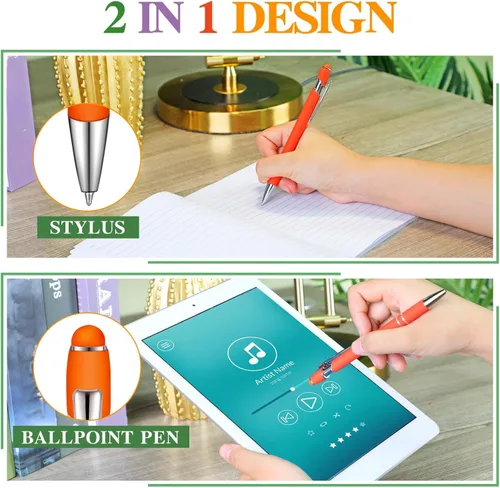 Miniatura 5 de Zonon 38 Piezas Bolígrafo Engomado con Punta de Stylus Bolígrafo de Metal Elegante Stylus Capacitivo con Agarre de Goma Suave, Tinta Negra
