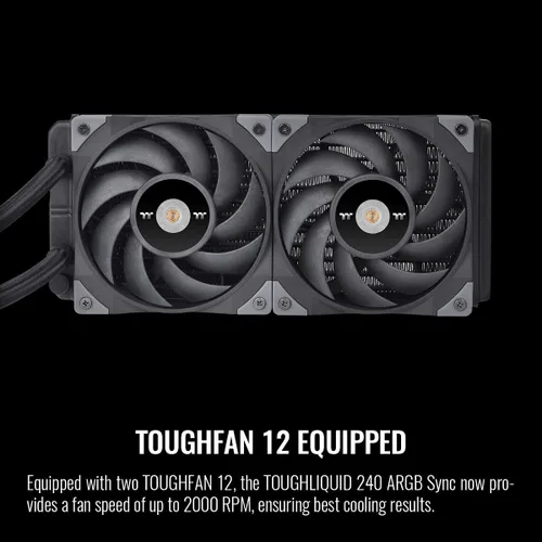 Miniatura 3 de Thermaltake TOUGHLIQUID 240 ARGB - Enfriador líquido de CPU todo en uno, AMD (AM5/AM4)/Intel (LGA 1700/1200), radiador de alta eficiencia de 9.449