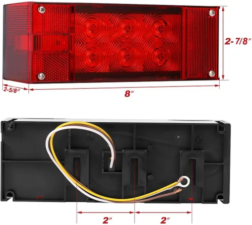 Miniatura 2 de CZC AUTO Exclusivo 12V LED de perfil bajo, kit de luz de remolque rectangular sumergible, luces de cola, parada, giro y marcha para remolque