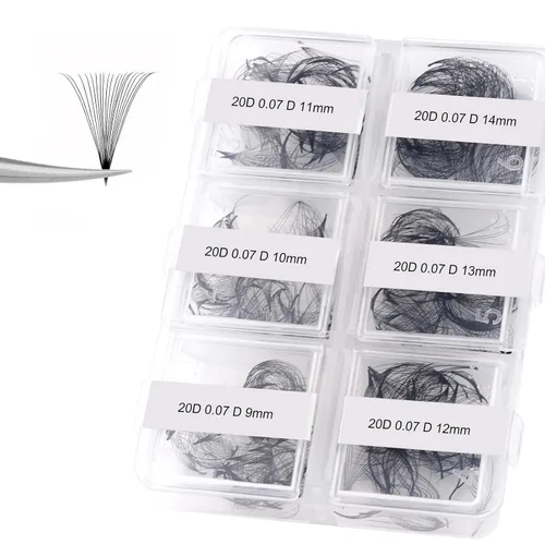 Miniatura 134 de Extensiones de Pestañas Rizo D 0.59-0.79 pulgadas Bandeja Mixta Seda Extensiones de Pestañas Clásicas Suministros Extensiones de Pestañas