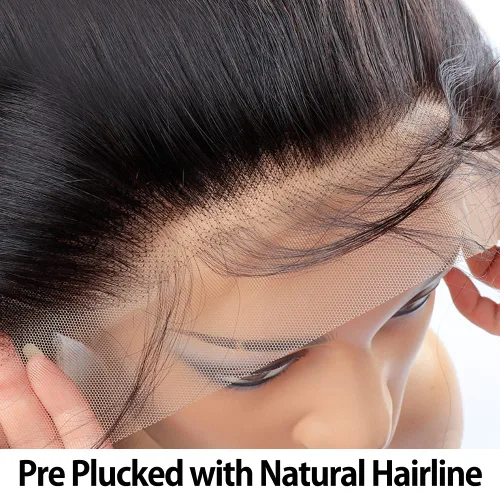 Miniatura 4 de Cierre frontal de encaje HD 13x4 de oreja a oreja recto transparente encaje frontal cierre de cabello humano pre arrancado con pelo de bebé 100% sin