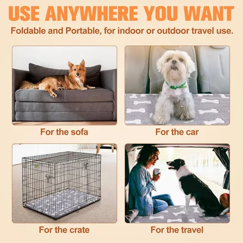 Miniatura 2 de BEAUTYZOO Tapete para cama de perro de 42 x 28 pulgadas, lavable para perros de tamaño XL, antideslizante para jaula de mascotas, tapete rectangular