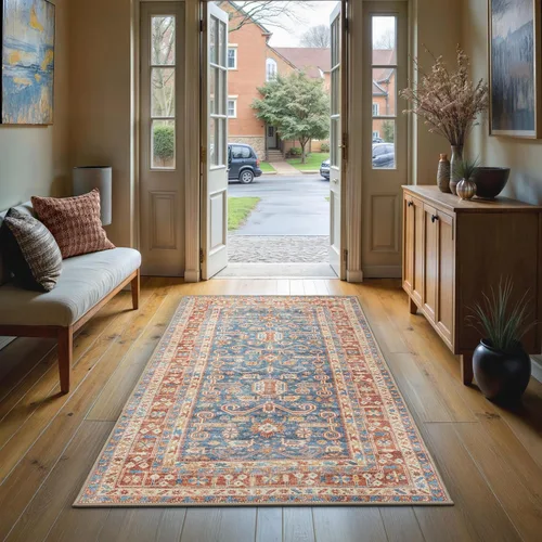 Miniatura 12 de GLN Rugs Bohemian Collection - Alfombra de felpilla lavable a máquina, bohemio vintage, antideslizante, alfombra de felpilla de pelo bajo, alfombra
