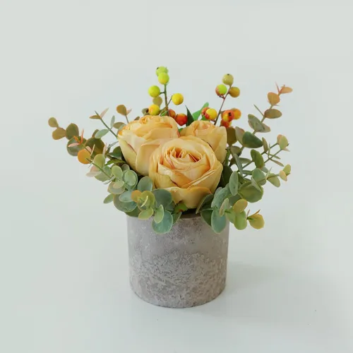 Miniatura 23 de Decoración de rosas artificiales en maceta, mini plantas de imitación para decoración de interiores, rosas falsas para el hogar, baño, cocina