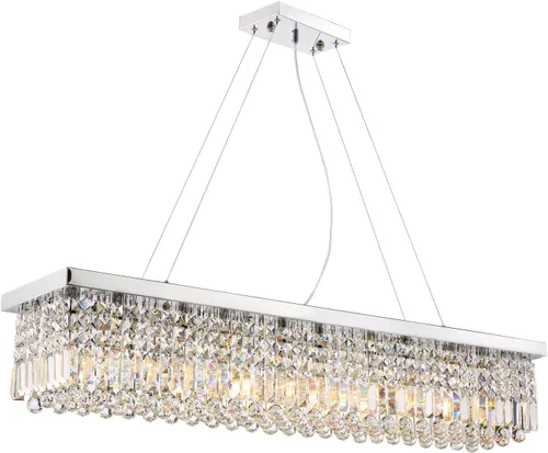 Miniatura 9 de Araña rectangular, con gotas de cristal, de Siljoy, iluminación moderna, montaje empotrado en el cielorraso, aplique de luz, Blanco, 150.00watts