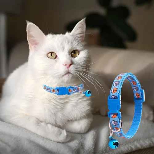 Miniatura 4 de Jecikelon 6 collares ajustables para cachorros, para perros pequeños, collar de poliéster para gatos con campana, collar básico para perros extra