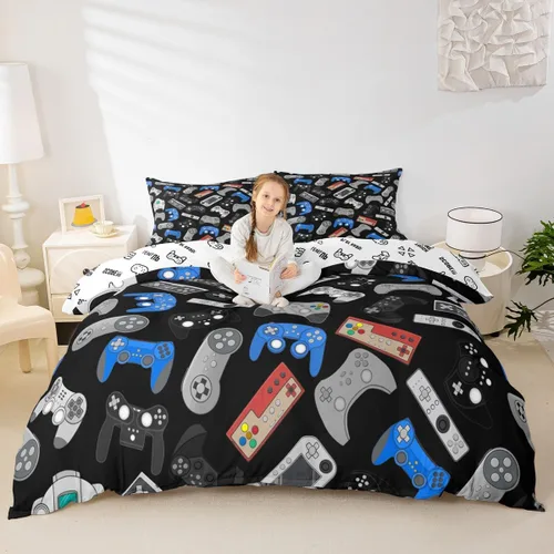 Miniatura 32 de Erosebridal Juego de ropa de cama de pingüinos, funda de edredón de animales antárticos para niños y niñas, funda de edredón estilo caricatura
