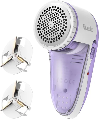 Ruidla - Removedor de pelusas y borlas de tela, afeitadora eléctrica recargable para suéteres con cuchillas reemplazables de acero inoxidable de 3
