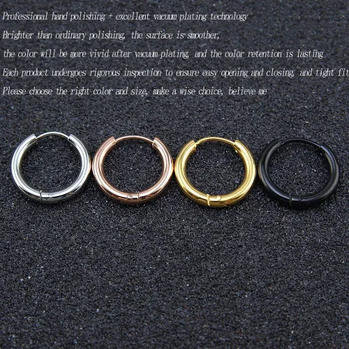 Miniatura 4 de Aretes de acero inoxidable 316L, argollas de 1564, 516, 2564, 716, 1532 y 3564 pulgadas, arracadas hipoalergénicas, para el cartílago, hélix