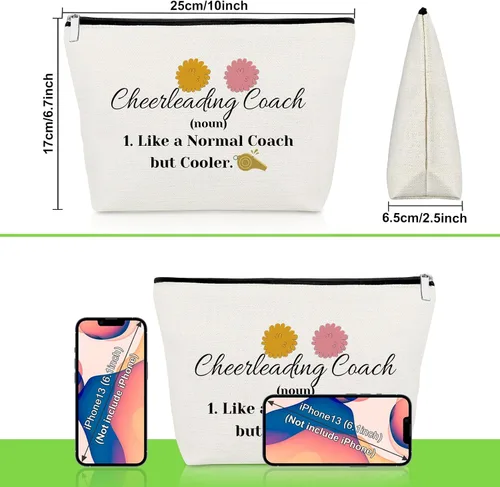 Miniatura 4 de Regalo de animadora para niñas, bolsa de maquillaje de animadora para animadoras, bolsa de cosméticos para entrenador de jubilación, regalo
