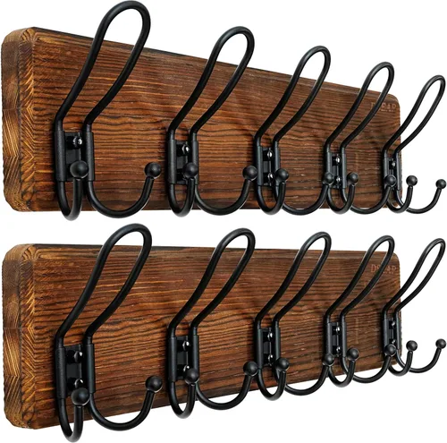Dseap Perchero de Pared Montado - Perchero Resistente de Granja Rústico de Pared con 5 Ganchos de Alambre para Ropa, Sombrero, Chaqueta, Toalla,
