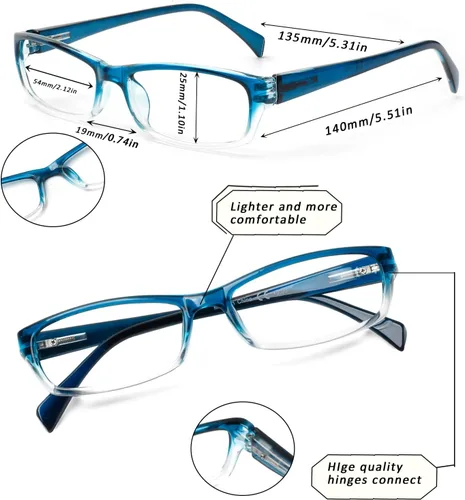 Miniatura 2 de SIGVAN Paquete de 6 lentes de lectura para mujer, con bloqueo de luz azul, bisagra de resorte, rectangulares, lentes de lectura para mujer