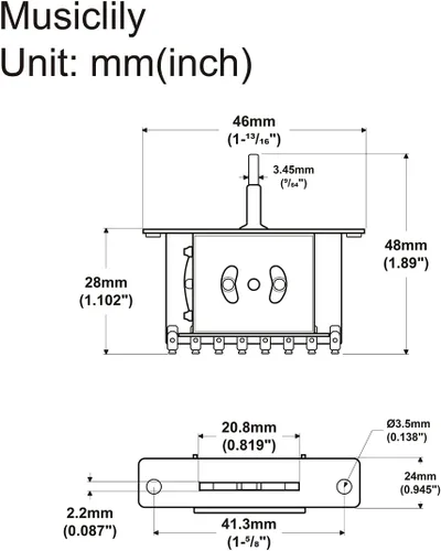Miniatura 2 de Interruptor de palanca selector de recogida de 5 vías Alpha para guitarra eléctrica estilo Strat de importación
