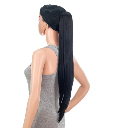 Miniatura 4 de Extensiones de pelo sintético SWACC con clip de pinza de 28 pulgadas de largo, lacio, para mujer