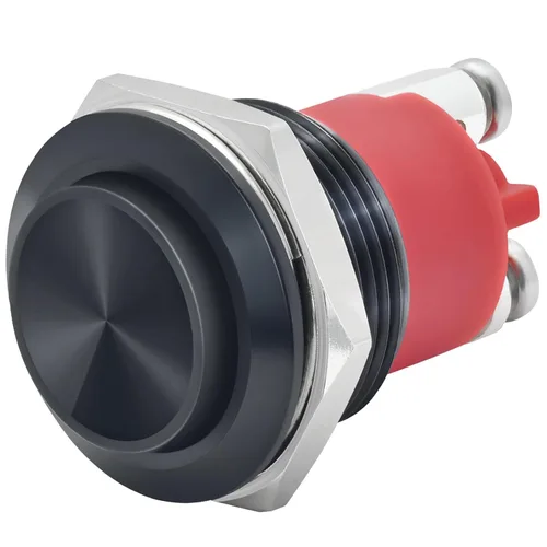 Miniatura 8 de 2 piezas de interruptor de botón de presión de 19 mm, negro, momentáneo, impermeable IP67, metal, plano, redondo, 3/4 pulgadas, 12 V, 24 V, 36 V