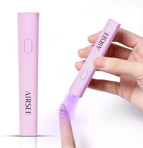 Miniatura 7 de AIRSEE Mini luz UV de mano para uñas de gel, lámparas de uñas recargables portátiles, 2 temporizadores para decoración de pegamento de diamantes