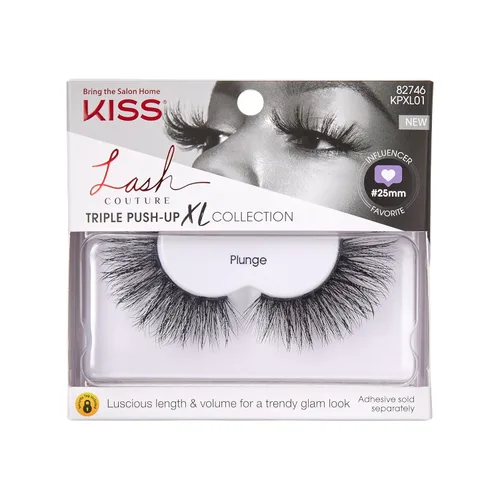 KISS Lash Couture - Pestañas postizas Triple Push Up XL Collection, volumen 3D en longitud extra larga con tecnología de diseño triple, libre de