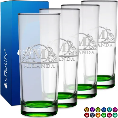 Miniatura 33 de Highball personalizado de 10.5 onzas con fondo negro, vaso Collins alto personalizado, cóctel de bebida mixta recta, inicial con nombre de regalo