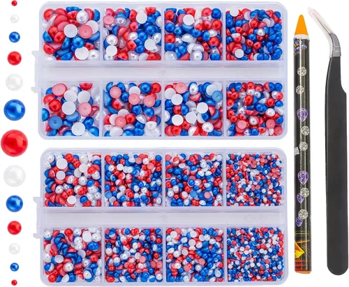 Miniatura 18 de 6540 PIEZAS Cuentas de Perlas de Resina de Color Mixto con Parte Posterior Plana, Tamaño Mixto de 5/64, 1/8, 5/32, 13/64, 3/16, 1/4, 3/8, 5/8 Mezcla