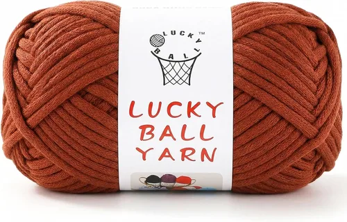 Miniatura 10 de LUCKY BALL Hilo para ganchillo, 3.53 oz/109 yardas, 70% algodón, 30% nailon, #5, hilo de tubo voluminoso para tejer, para bolsos, sombreros