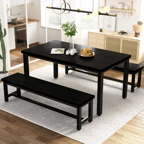 Miniatura 13 de AWQM Juego de mesa de comedor, juego de cocina con 2 bancos, ideal para el hogar y la habitación, desayuno de 43.3 x 23.6 x 28.5 pulgadas, bancos