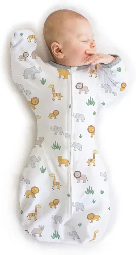 Miniatura 10 de Amazing Baby - Saco de transición para envolver al bebé, mangas de media longitud con brazos hacia arriba y puños de mitones, manta portátil para En