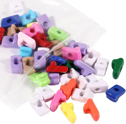 Miniatura 7 de 40 cuentas de letras 3D focales acrílicas sueltas para hacer joyas, pulseras, collares, llavero, bolsa de teléfono, cadena, llaveros (letras mixtas)