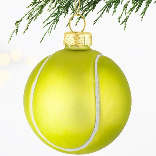 Miniatura 8 de Adorno soplado de vidrio de sóftbol de Navidad de 3.15 pulgadas, mini bola deportiva pintada a mano 2025 para niños y niñas, árbol de Navidad