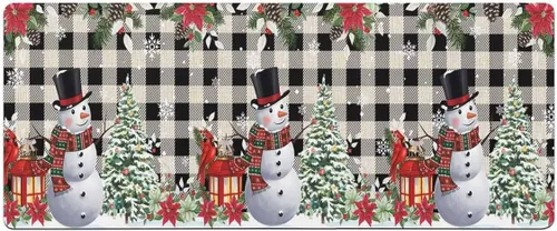 Miniatura 7 de Tapete de baño de muñeco de nieve de Navidad para bañera, antideslizante, de secado rápido y absorbente, de tierra de diatomeas, tapete de cocina