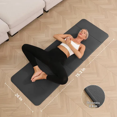 Miniatura 3 de PAIDU Esterilla de yoga plegable - 10mm extra gruesa, 190 x 66 cm, antideslizante, esterilla de ejercicio y fitness Certificada eco SGS, portátil