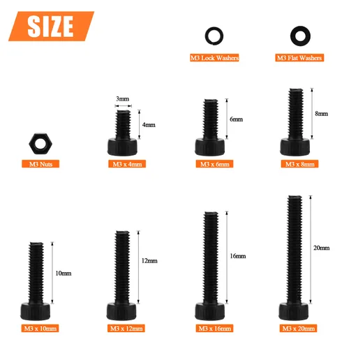 Miniatura 3 de HELIFOUNER 560 piezas M3 x 0.157 in, 0.236 in, 0.315 in, 0.394 in, 0.472 in, 0.630 in, 0.787 in, cabeza hexagonal, tornillos, arandelas, tuercas