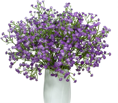 Miniatura 10 de Ramo de flores artificiales de gypsophila azul oscuro, 12 tallos de flores de tacto real para bodas, fiestas, coronas, arreglos florales, decoración