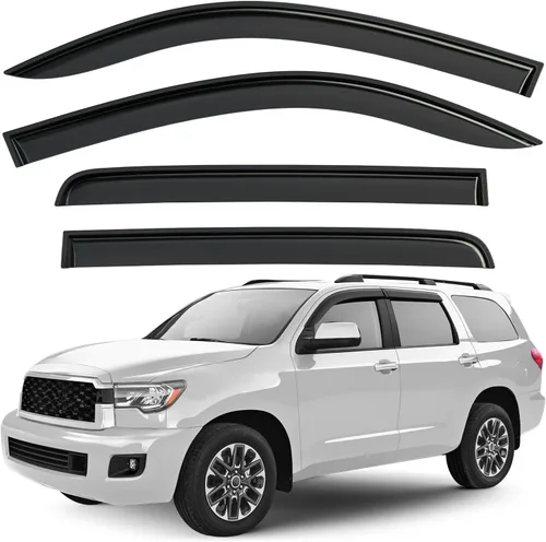 Miniatura 15 de Deflectores de ventana tintados ahumados con cinta adhesiva para ventana lateral, deflectores de lluvia compatibles con Toyota RAV4 2013-2018 - 4