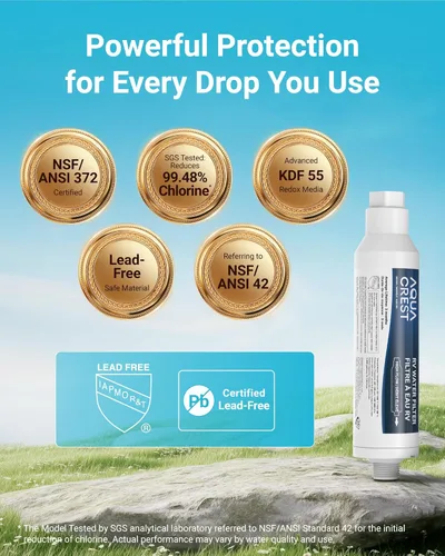 Miniatura 5 de AQUA CREST Filtro de agua para caravana, filtro de agua en línea RV con certificado NSF, reduce el cloro, el mal sabor y el olor, ideal para jardín