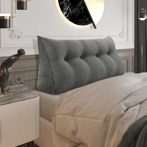 Miniatura 38 de Almohada de cabecera gruesa totalmente rellena individual XL, cabecero acolchado de dormitorio, soporte suave y firme, cojín grande triangular, Azul