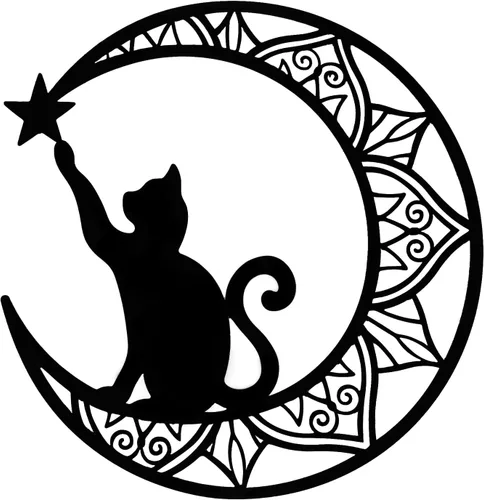 EYONGLION Decoración de pared de gato de metal, arte de pared de gato negro, regalos para amantes de los gatos para mujeres, decoración de pared de