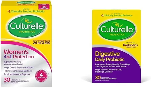 Culturelle Suplementos probióticos diarios 4 en 1 para mujeres y cápsulas probióticas diarias para hombres y mujeres, cepa probiótica más estudiada