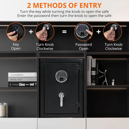 Miniatura 6 de Towallmark 2 pies cúbicos extra grande para el hogar, ignífugo e impermeable, teclado programable y caja de seguridad interior, caja de seguridad