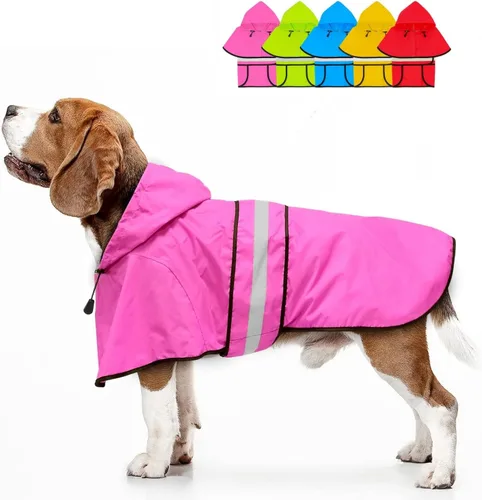 Miniatura 9 de Impermeable con Capucha para Perro de Moda con Agujero para Correa - Chaqueta Impermeable Reflectante para Perro Impermeables Ajustables para Perros