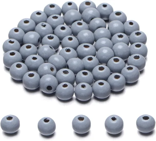 Miniatura 60 de AD Beads Cuentas de madera con espacio libre para manualidades, cuentas de madera con agujero grande surtidas para hacer collares, pulseras