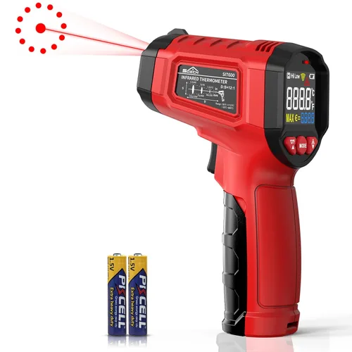 Pistola Termómetro Infrarrojo, Pistola Termómetro Láser SQECH -58℉~1112℉(-50℃~600℃), Pistola de Temperatura Sin Contacto con Emisividad Ajustable y